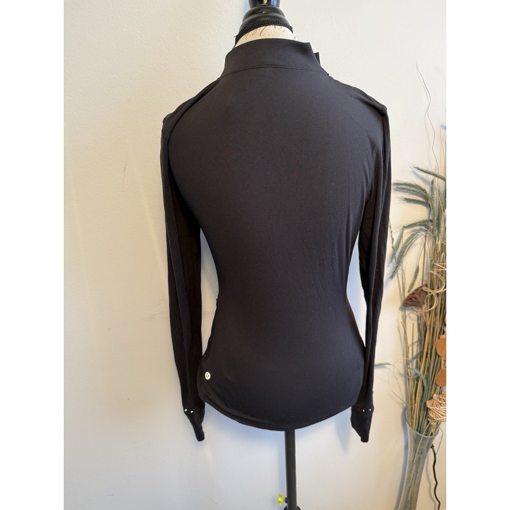 Lululemon Rulu Mock‎ Neck Long Sleeve Black Thumbholes Running Top Size 8